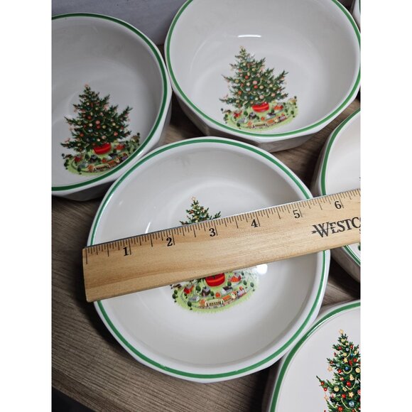 Pfaltzgraff Christmas Heritage Bowls Set of 6 Christmas Trees - Picture 4 of 5